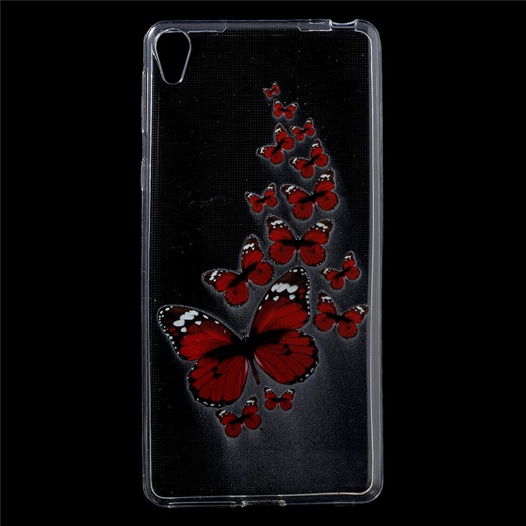 Patterned IMD TPU Gel Protective Case for Sony Xperia E5 - Red Butterflies-1