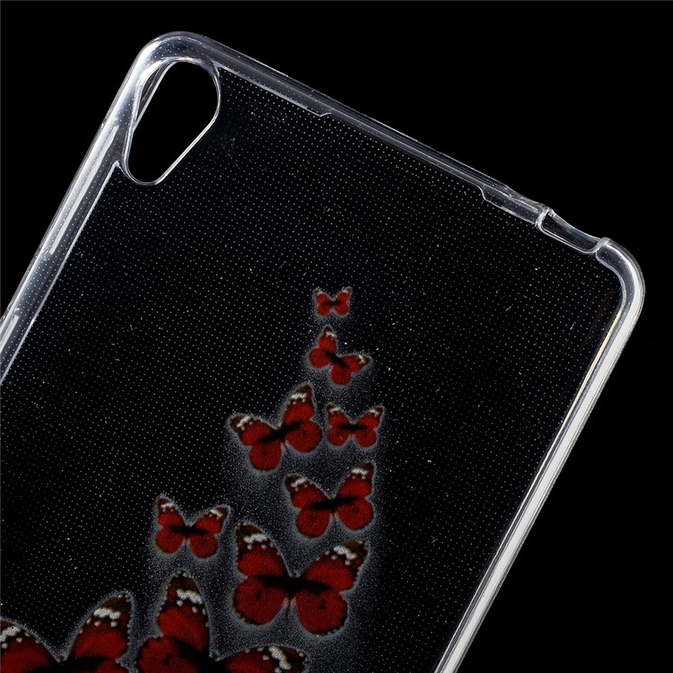 Patterned IMD TPU Gel Protective Case for Sony Xperia E5 - Red Butterflies-4