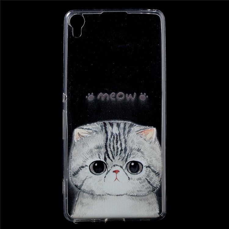Couverture arrière TPU flexible pour Sony Xperia XA / XA double - adorable chat-1