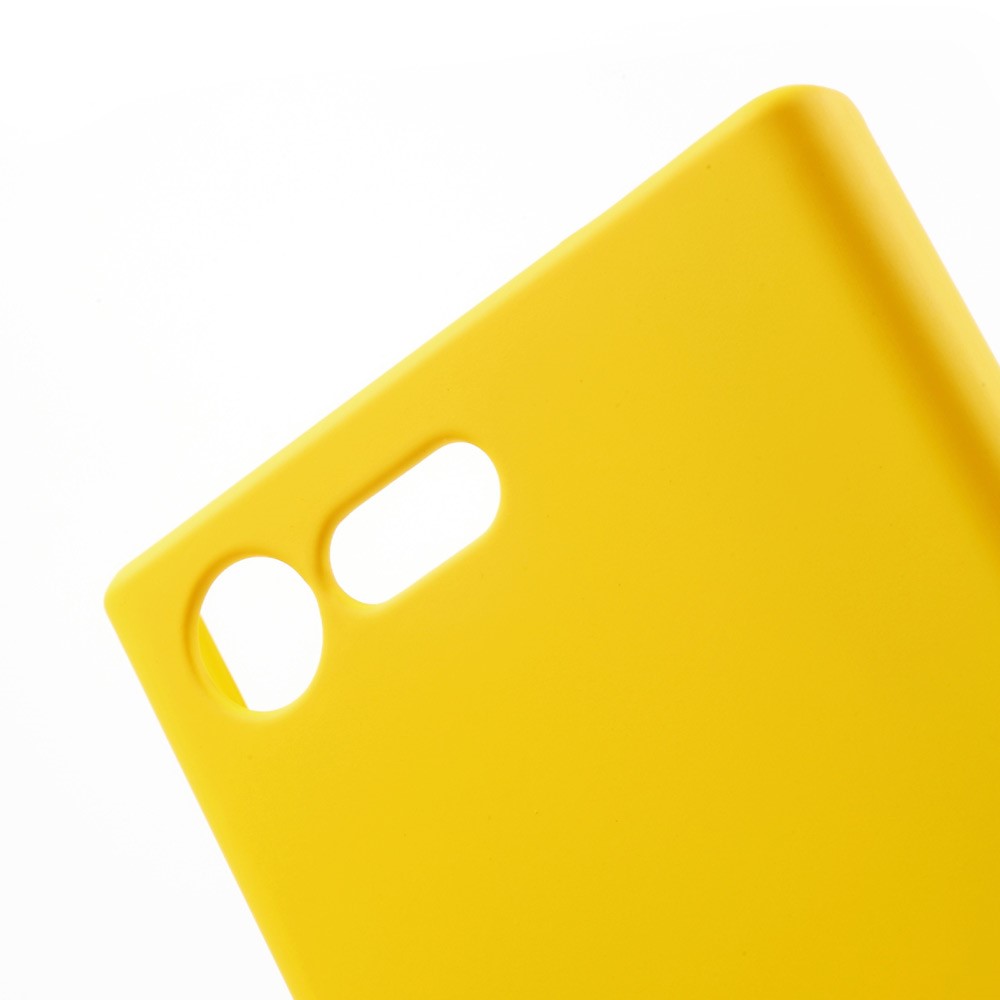 For Sony Xperia X Compact Rubber Coating Back PC Phone Case - Yellow-5