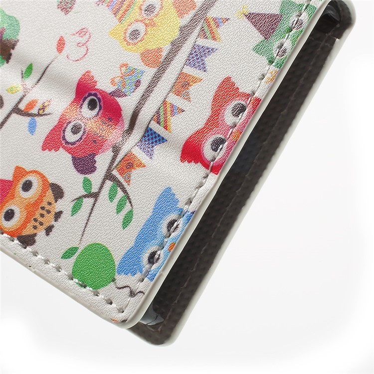 For Sony Xperia X Compact Pattern Printing Folio Leather Wallet Stand Case - Multiple Colored Owls-8