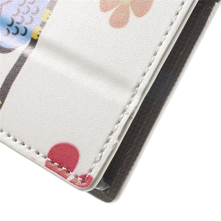 For Sony Xperia X Compact Folio PU Leather Wallet Stand Pattern Printing Case - Owl Couple-8