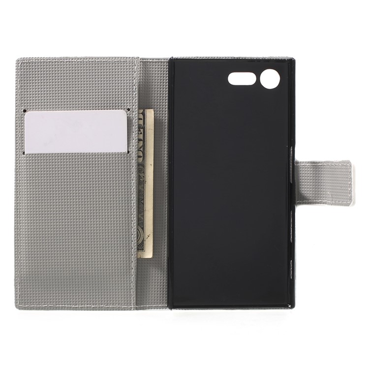 For Sony Xperia X Compact Patterned Folio Leather Wallet Stand Shell - Kapok Flower-5