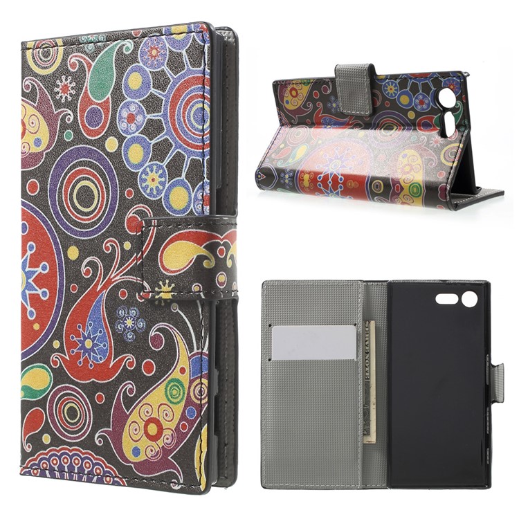 For Sony Xperia X Compact Pattern Printing Stand Leather Wallet Cover - Paisley Pattern-1
