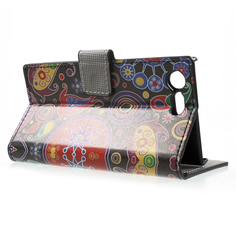 For Sony Xperia X Compact Pattern Printing Stand Leather Wallet Cover - Paisley Pattern-3