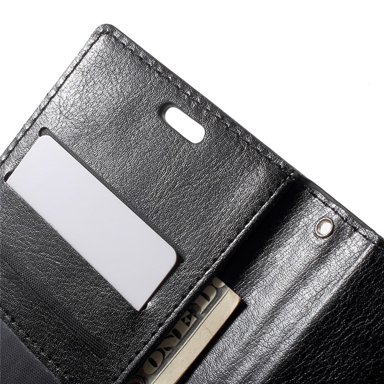 Crazy Horse Leather Wallet Stand Case for Sony Xperia XZs / XZ with Wrist Strap - Black-6