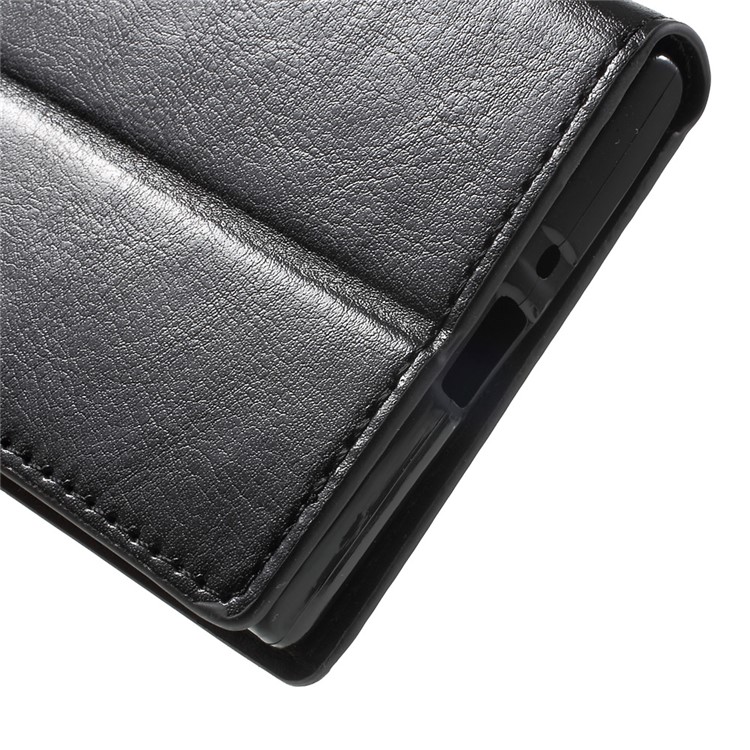 Crazy Horse Leather Wallet Stand Case for Sony Xperia XZs / XZ with Wrist Strap - Black-9