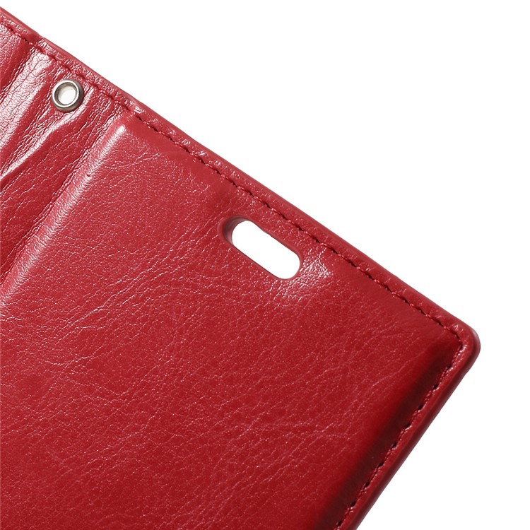 Crazy Horse PU Leather Wallet Stand Shell for Sony Xperia XZs / XZ with Wrist Strap - Red-6