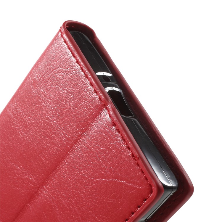 Crazy Horse PU Leather Wallet Stand Shell for Sony Xperia XZs / XZ with Wrist Strap - Red-8