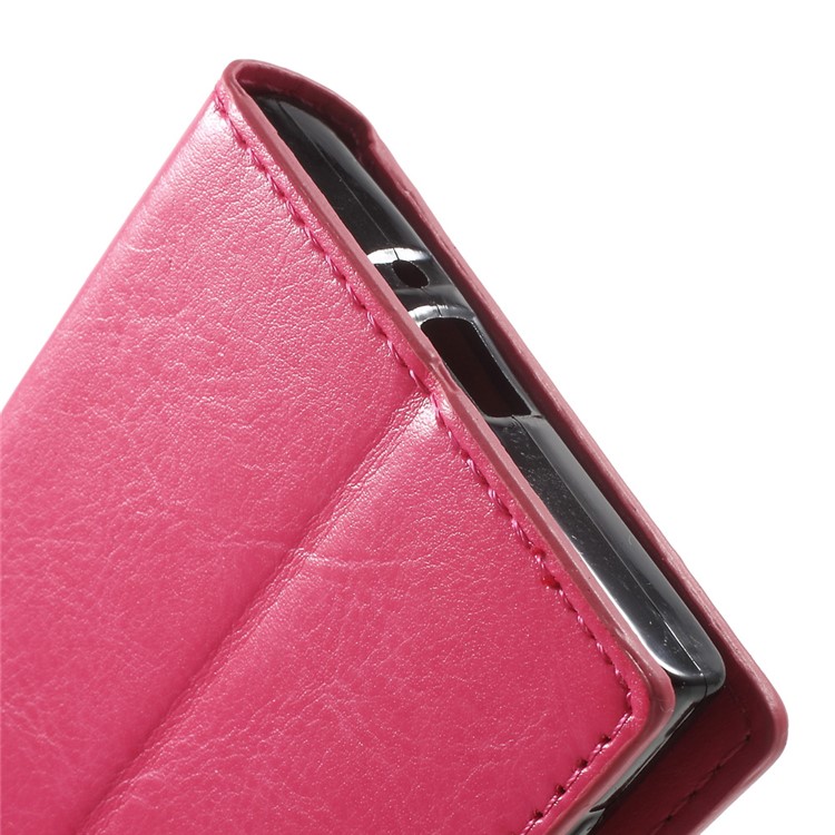 Crazy Horse Stand Leather Wallet Case for Sony Xperia XZs / XZ with Wrist Strap - Rose-8