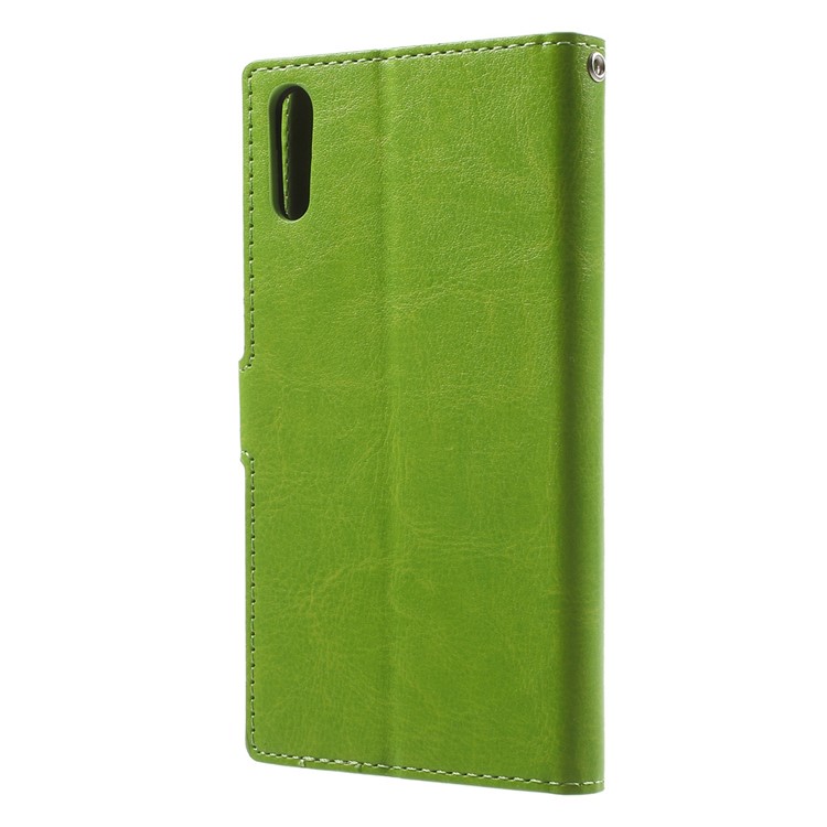 For Sony Xperia XZs / XZ Crazy Horse Magnetic Leather Wallet Stand Cover with Wrist Strap - Green-2