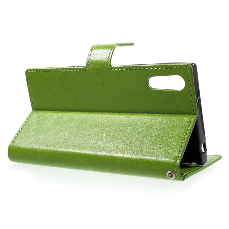 For Sony Xperia XZs / XZ Crazy Horse Magnetic Leather Wallet Stand Cover with Wrist Strap - Green-3