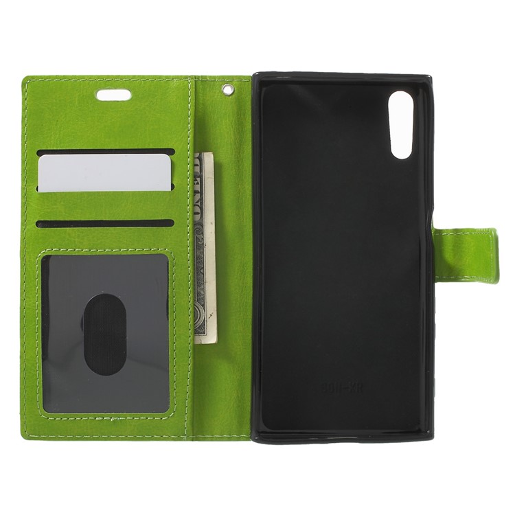 For Sony Xperia XZs / XZ Crazy Horse Magnetic Leather Wallet Stand Cover with Wrist Strap - Green-4