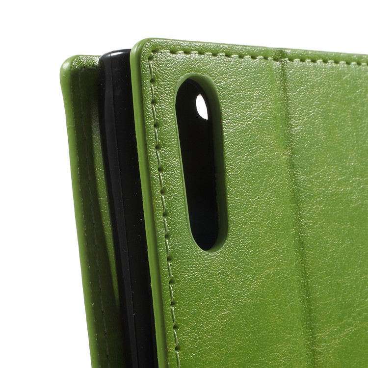 For Sony Xperia XZs / XZ Crazy Horse Magnetic Leather Wallet Stand Cover with Wrist Strap - Green-7