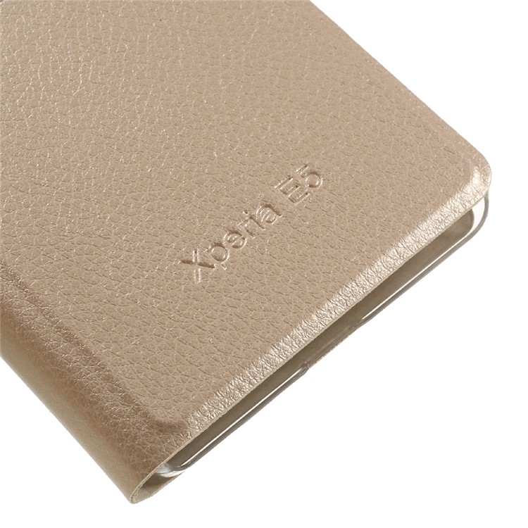 View Window Leather Protective Case for Sony Xperia E5 - Gold-5