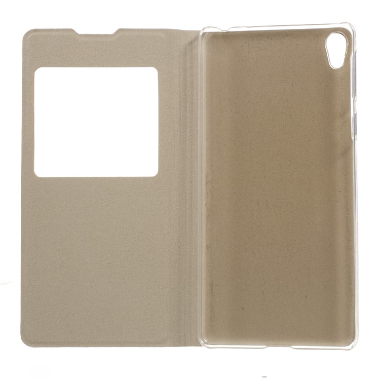 View Window Leather Protective Case for Sony Xperia E5 - Gold-7