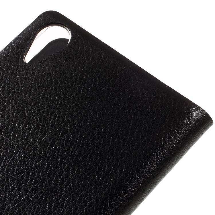 View Window Leather Flip Case for Sony Xperia X - Black-6