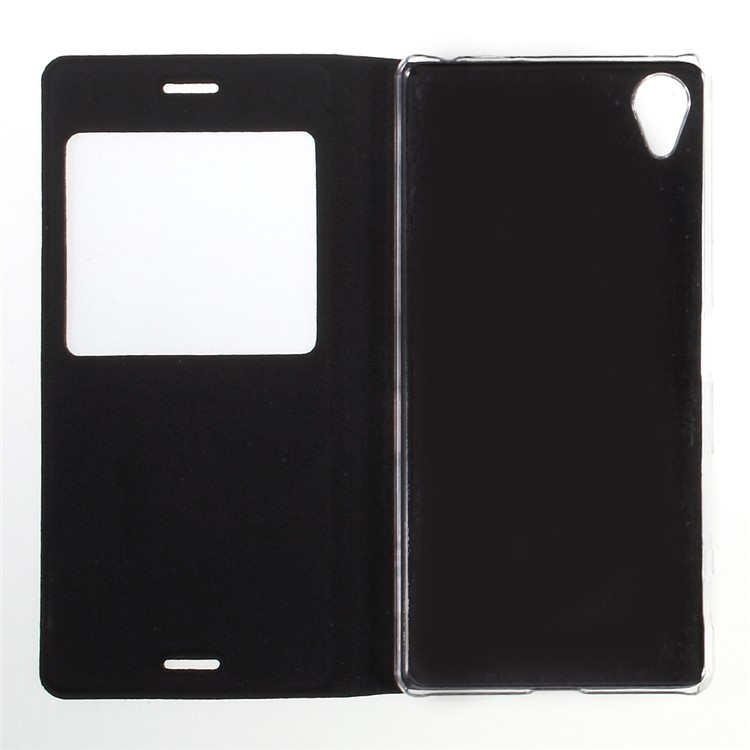 View Window Leather Flip Case for Sony Xperia X - Black-7