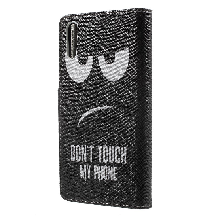 Patterned Leather Wallet Case for Sony Xperia XZs / XZ - Angry Face and Warning Words-2