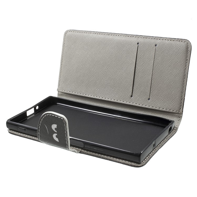 Patterned Leather Wallet Case for Sony Xperia XZs / XZ - Angry Face and Warning Words-5