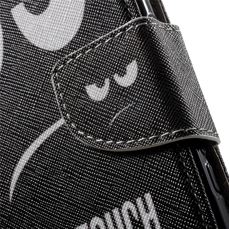 Patterned Leather Wallet Case for Sony Xperia XZs / XZ - Angry Face and Warning Words-8