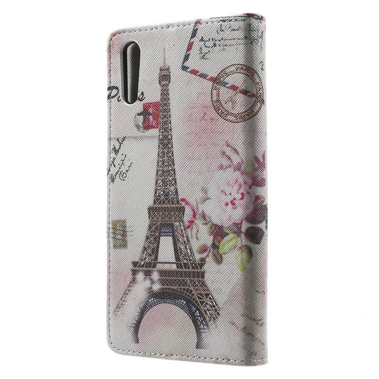 Patterned Leather Wallet Phone Case for Sony Xperia XZs / XZ - Paris Eiffel Tower-2