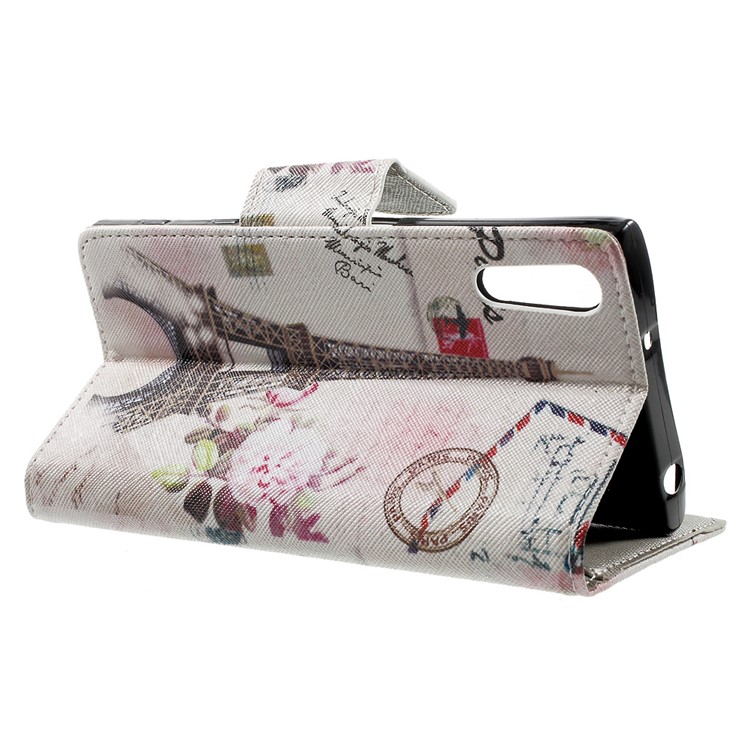 Patterned Leather Wallet Phone Case for Sony Xperia XZs / XZ - Paris Eiffel Tower-3