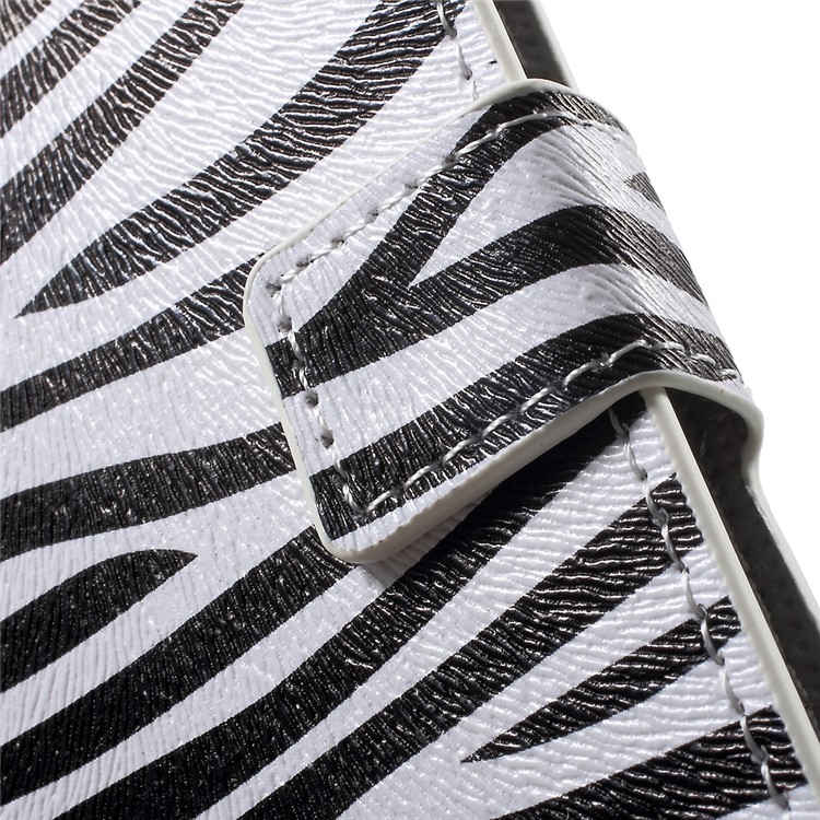 Patterned Leather Wallet Stand Case for Sony Xperia XZ - Zebra Grain-8