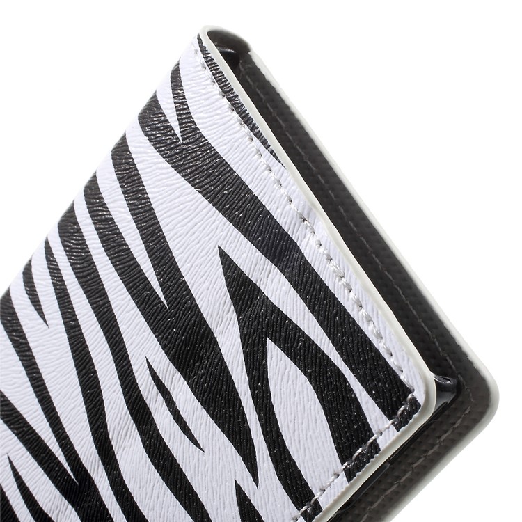 Patterned Leather Wallet Stand Case for Sony Xperia XZ - Zebra Grain-9