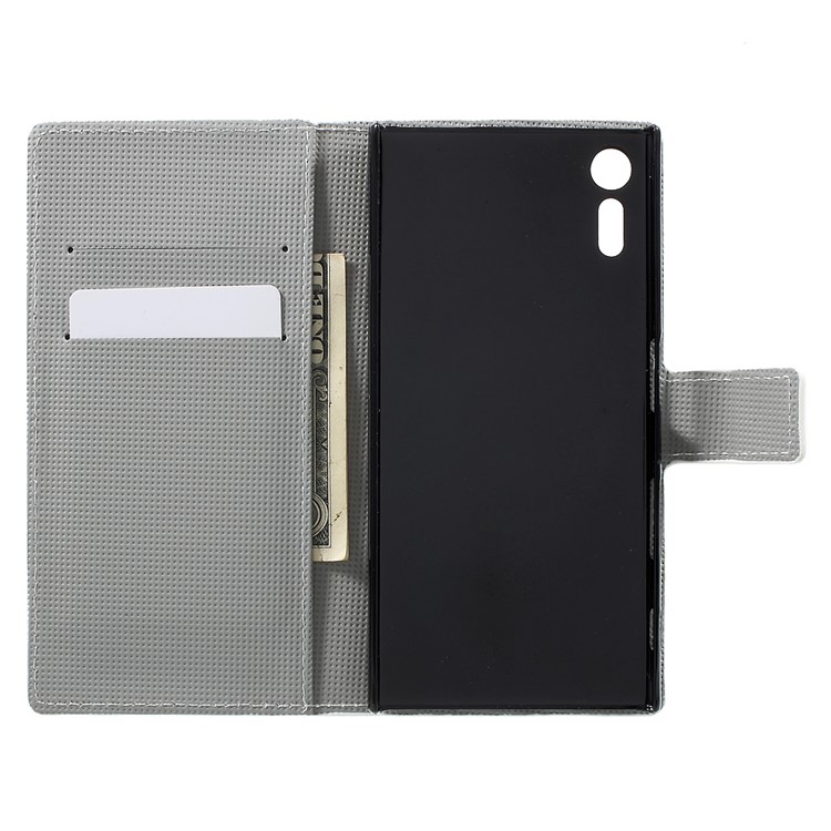 Patterned Leather Wallet Stand Shell for Sony Xperia XZs / XZ - Owl Couple-4