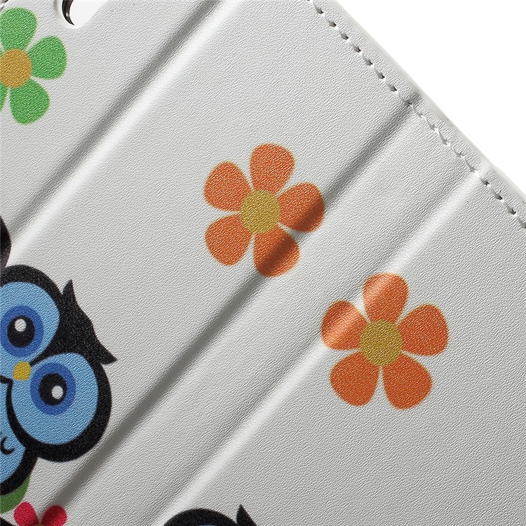 Patterned Leather Wallet Stand Shell for Sony Xperia XZs / XZ - Owl Couple-6