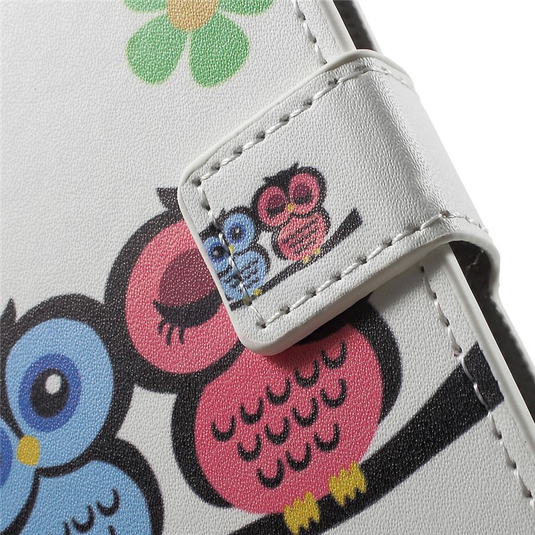 Patterned Leather Wallet Stand Shell for Sony Xperia XZs / XZ - Owl Couple-7