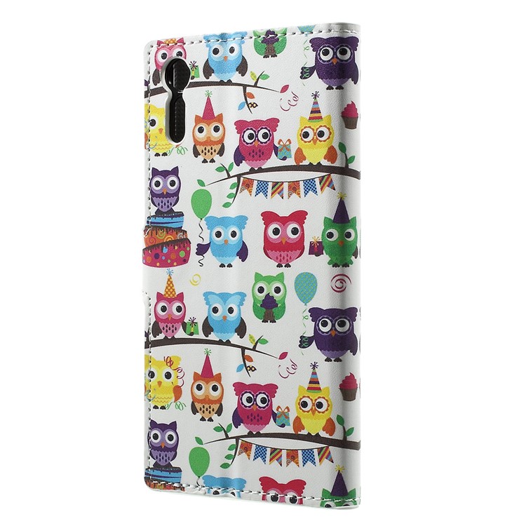 Pattern Printing Leather Wallet Phone Cover for Sony Xperia XZs / XZ - Adorable Owls-2