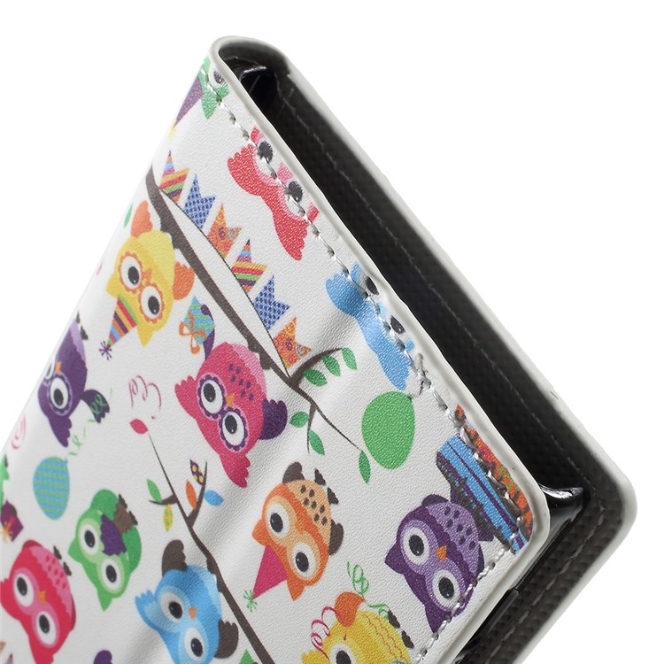 Pattern Printing Leather Wallet Phone Cover for Sony Xperia XZs / XZ - Adorable Owls-8