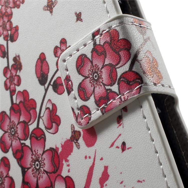 Pattern Printing Leather Wallet Phone Shell for Sony Xperia XZs / XZ - Plum Blossom-7