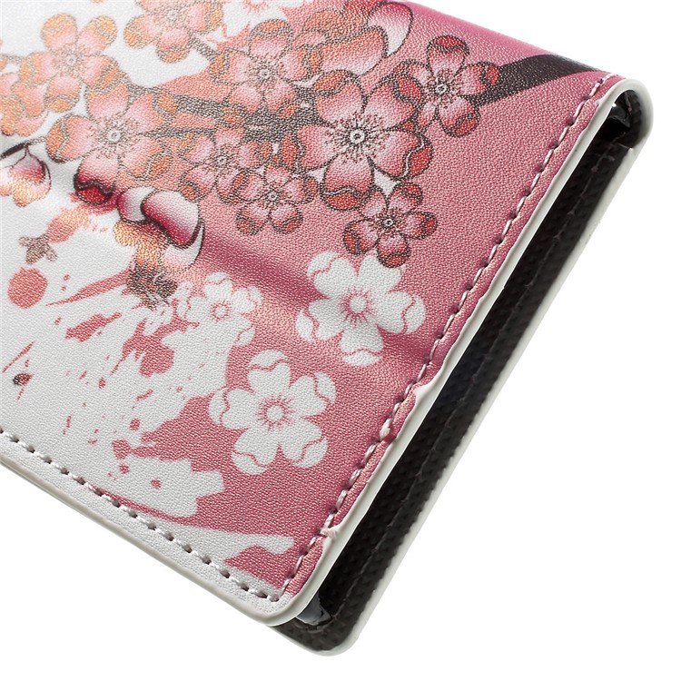 Pattern Printing Leather Wallet Phone Shell for Sony Xperia XZs / XZ - Plum Blossom-8