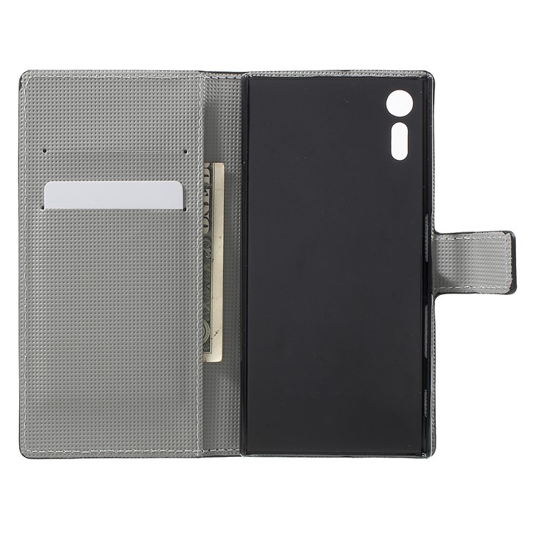 Patterned Leather Wallet Stand Protective Cover for Sony Xperia XZs / XZ - Retro American Flag-4