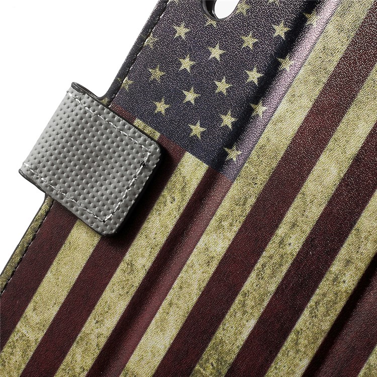 Patterned Leather Wallet Stand Protective Cover for Sony Xperia XZs / XZ - Retro American Flag-6