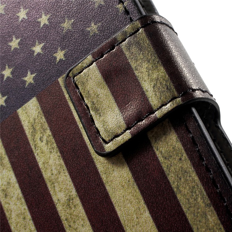 Patterned Leather Wallet Stand Protective Cover for Sony Xperia XZs / XZ - Retro American Flag-7
