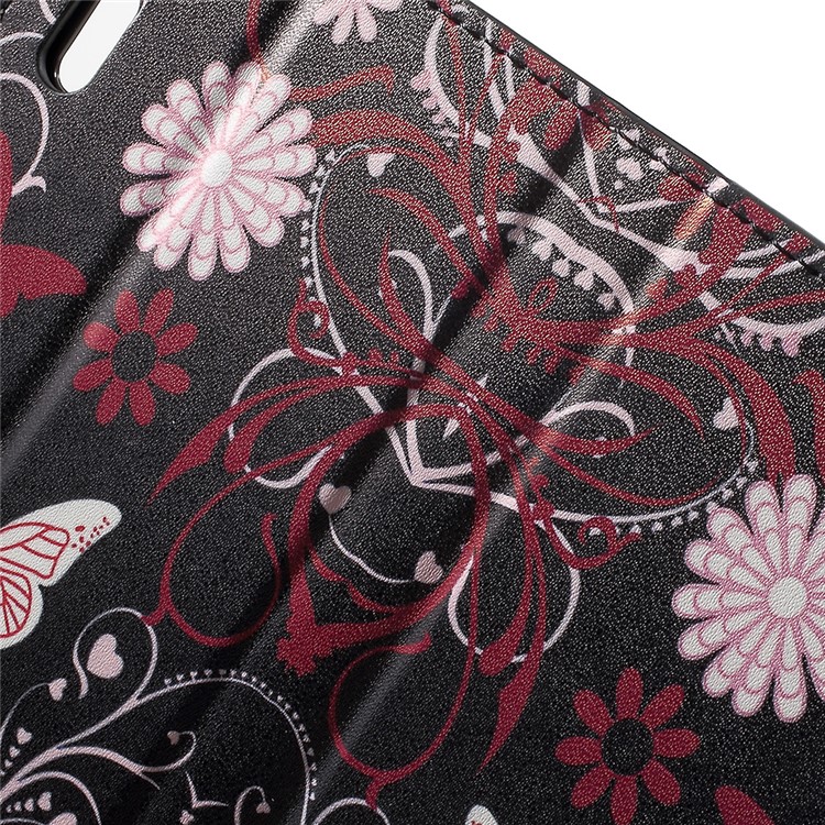 For Sony Xperia XZs / XZ Patterned Leather Wallet Stand Case - Flowers and Butterflies-6