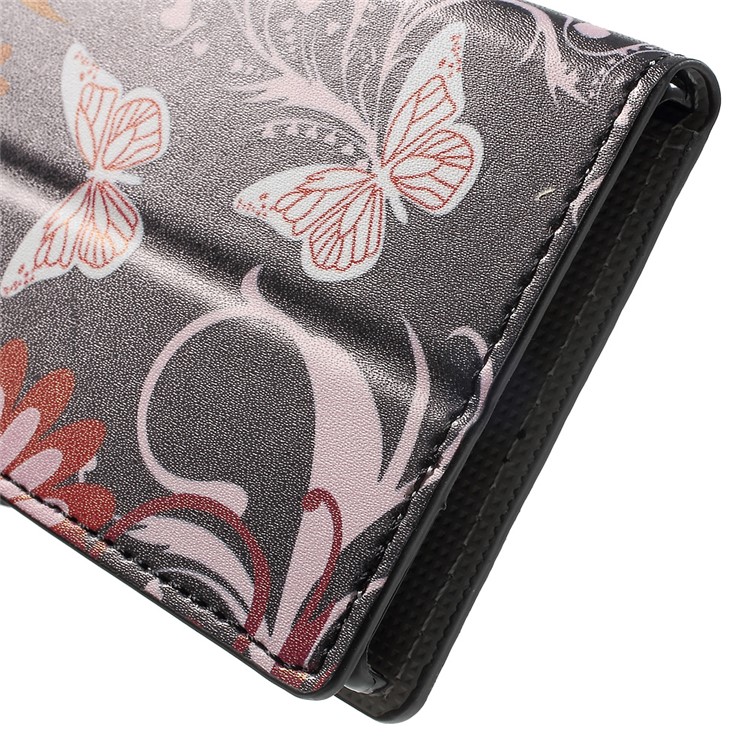 For Sony Xperia XZs / XZ Patterned Leather Wallet Stand Case - Flowers and Butterflies-8