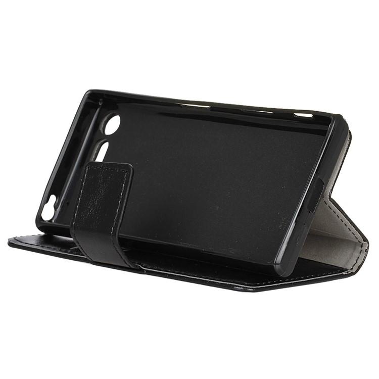 Crazy Horse Ledertasche Standtasche Für Sony Xperia X Compact - Schwarz-4