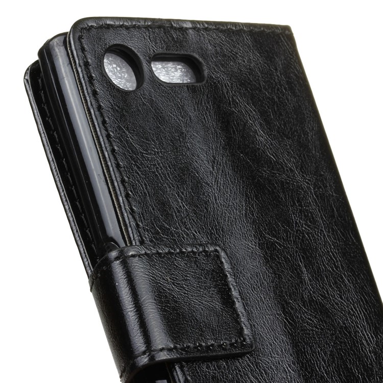 Crazy Horse Ledertasche Standtasche Für Sony Xperia X Compact - Schwarz-7