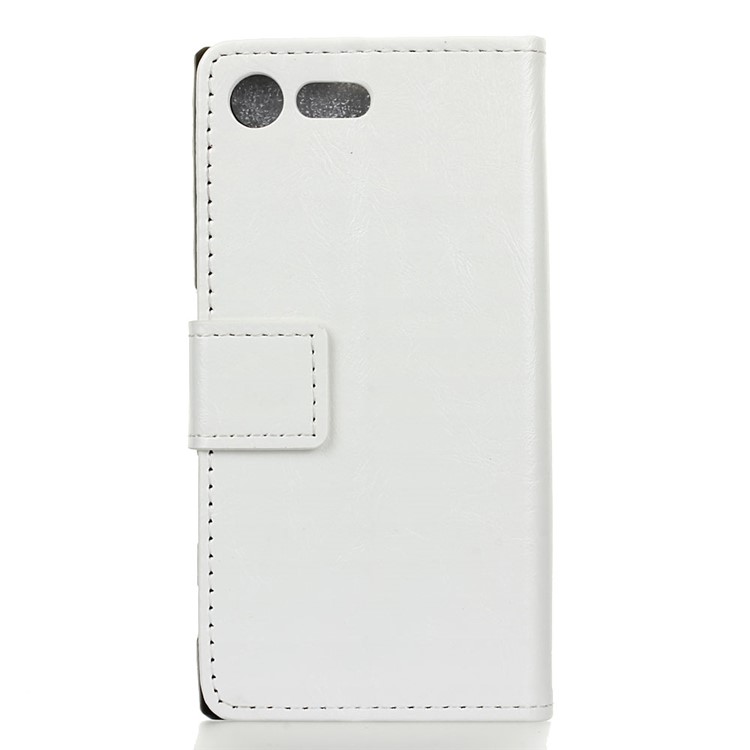Crazy Horse Leather Wallet Stand Cover for Sony Xperia X Compact - White-2