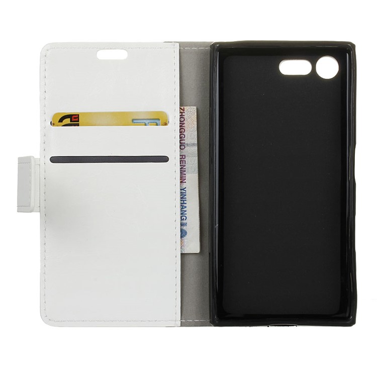 Crazy Horse Leather Wallet Stand Cover for Sony Xperia X Compact - White-3