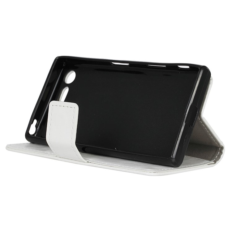 Crazy Horse Leather Wallet Stand Cover for Sony Xperia X Compact - White-4