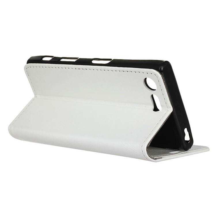 Crazy Horse Leather Wallet Stand Cover for Sony Xperia X Compact - White-5