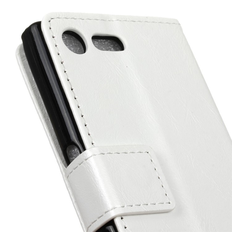 Crazy Horse Leather Wallet Stand Cover for Sony Xperia X Compact - White-7