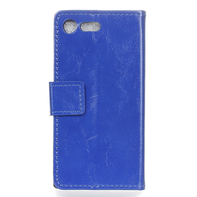 For Sony Xperia X Compact Crazy Horse Leather Wallet Stand Case - Blue-2