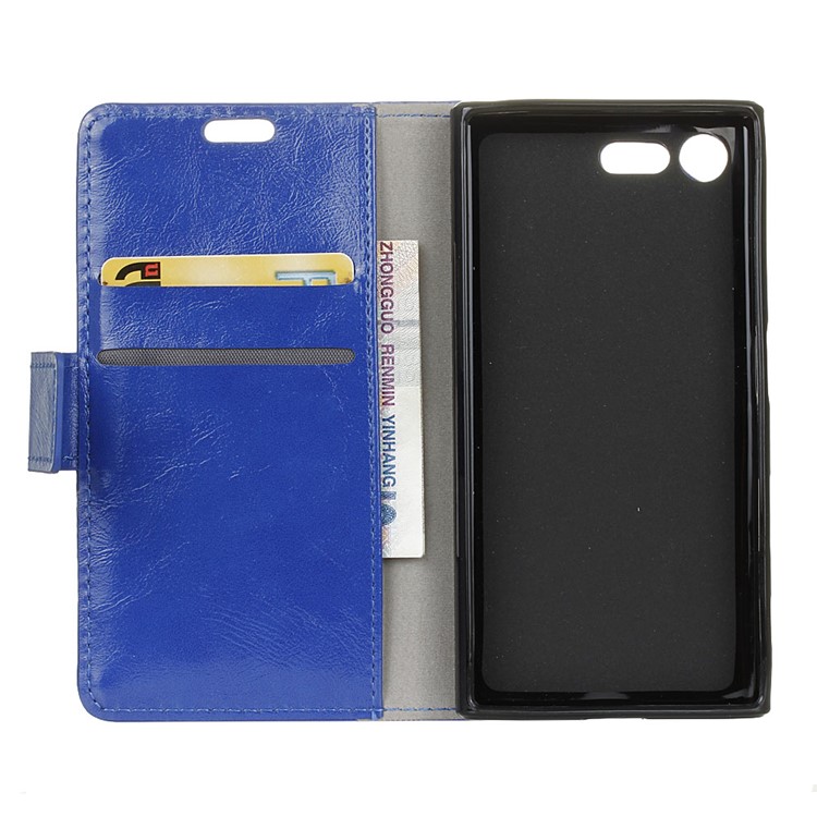 For Sony Xperia X Compact Crazy Horse Leather Wallet Stand Case - Blue-3
